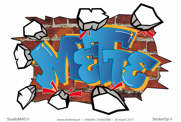 Muursticker graffiti type G - Mette muursticker graffiti Mette