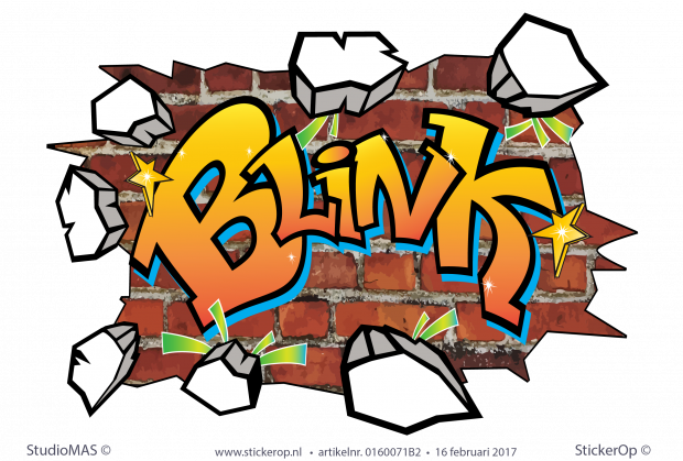 Muursticker full colour graffiti - Blink Buitenschoolse opvang muursticker graffiti Blink