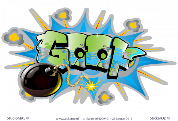 Muursticker graffiti met bom - Goof muursticker graffiti type bom Goof