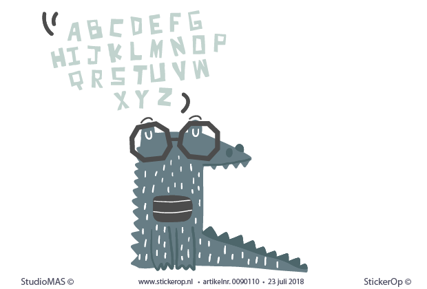 Muurstickers wilde dieren Krokodil leert het alfabet