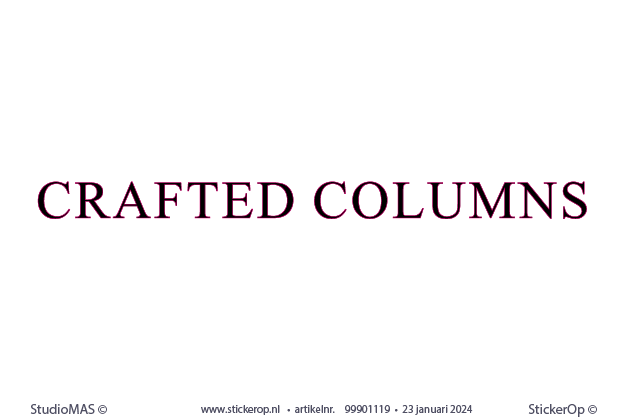 raamsticker titel Crafted Colums 27cm