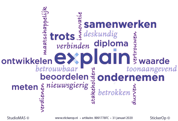 Muursticker zakelijke woordenwolk - Explaine -sticker zakelijke quote - Explains unique selling points