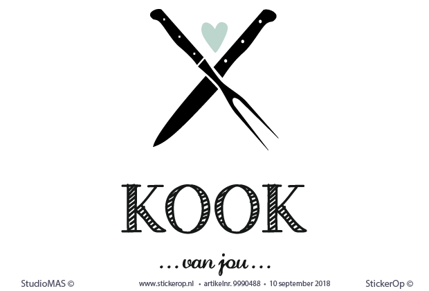 Muursticker van eigen ontwerp - Femke's Kook van jou eigen tekst - Femkes-kook-van-jou