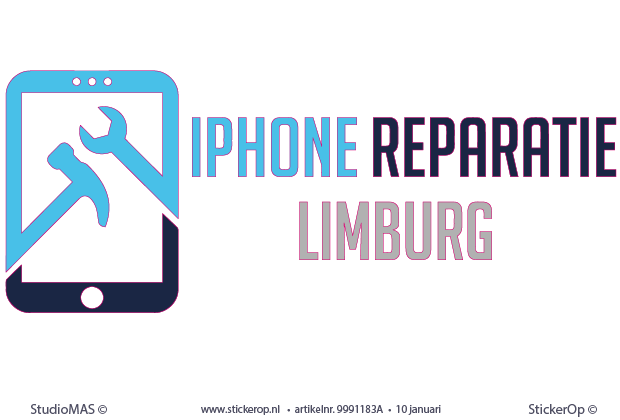 Muur-, baliesticker zakelijke toepassing - beeldmerk Iphone reparatie Limburg voor zakelijke toepassing - beeldmerk Iphone reparatie limburg
