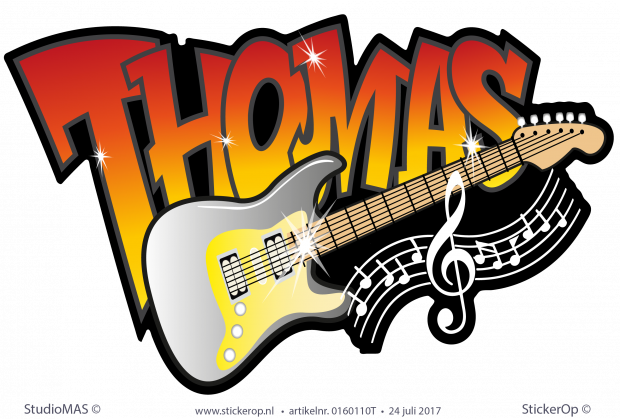 Muursticker muzikale graffiti - Thomas muursticker muzikale graffiti Thomas