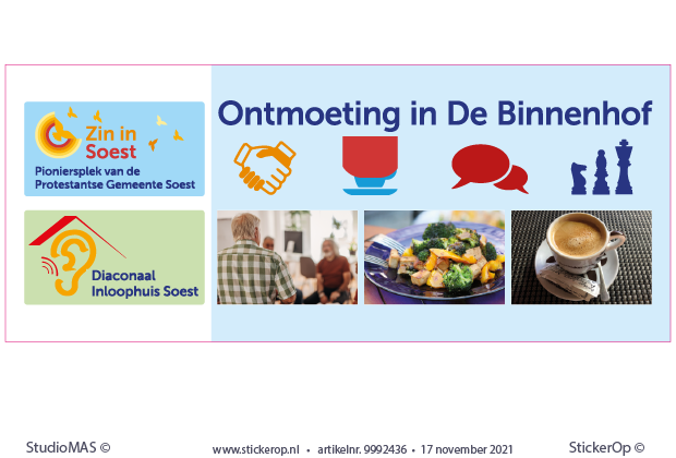 - sticker voor buitenbord - ontmoeting in De Binnenhof