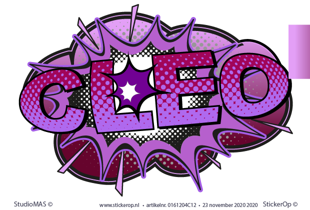 Muurstickers graffiti popart - Cleo - lila kleurstelling - graffiti popart - Cleo