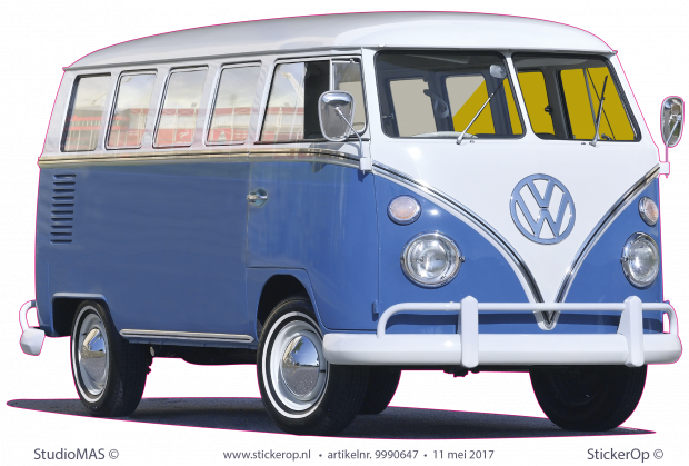 Muurstickers van zelf aangeleverde foto - Joppe's VW bus T1 muursticker eigen foto Joppes vw bus T1