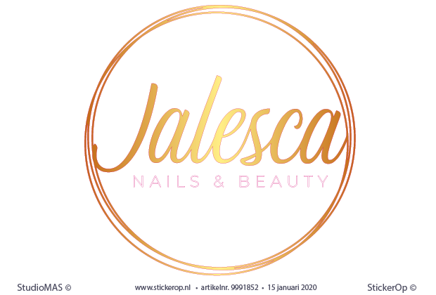 Muursticker bedrijfslogo - Jalesca nails & beauty muursticker eigen logo - Jalesca nails and beauty
