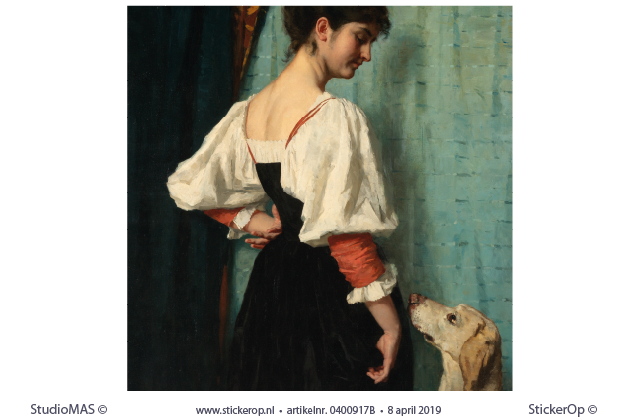 van een jonge vrouw met de hond puck-Therese Schwartze-vierkant