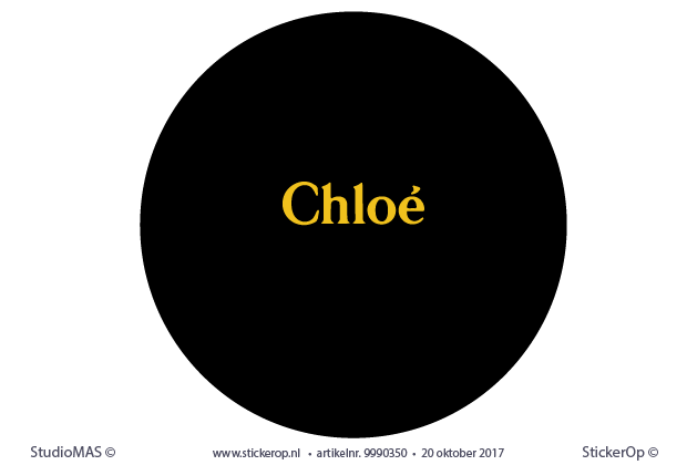 Muursticker van zelf aangeleverd ontwerp - Naamcirkel Chloé