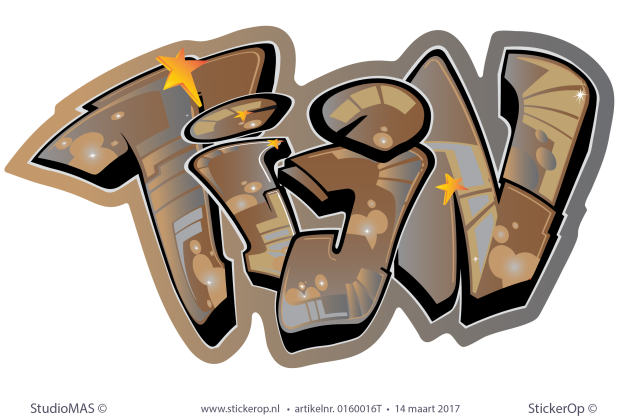 Muursticker camouflage tinten - Tijn muursticker graffiti type A Tijn
