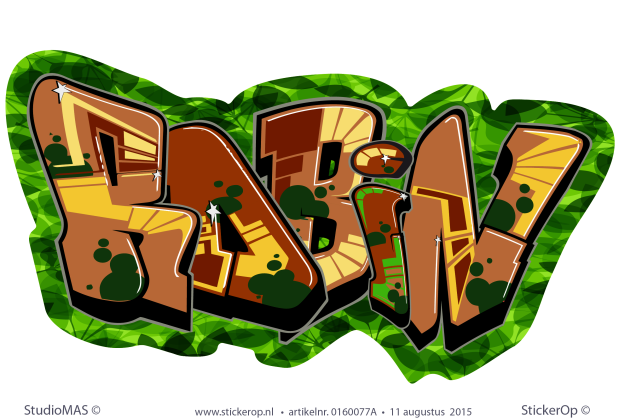 Muursticker graffiti type Jungle - Robin muursticker graffiti junglestijl Robin