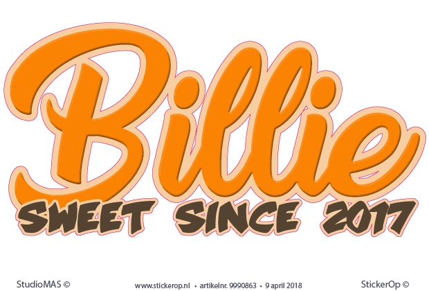 Muurstickers van zelf aangeleverd ontwerp - Billie met eigen naam Billie