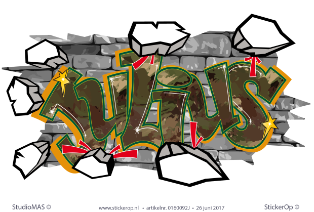Muursticker graffiti eigen naam - Julius muursticker graffiti Julius