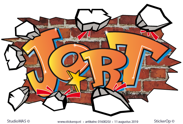 Muursticker graffiti op stenen muur - Jort