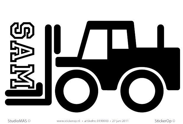 Muurstickers thema muursticker kinderkamer heftruck met naam