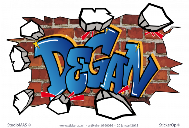 Deursticker full colour graffiti - Degan muursticker graffiti Degan