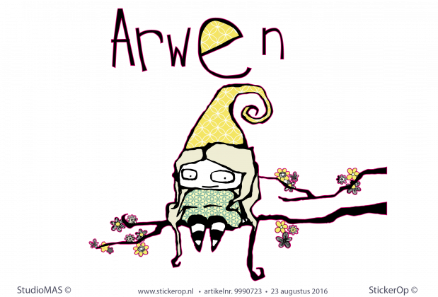 Deursticker afbeelding geboortekaartje - Arwen's tak Deursticker geboortekaartje Arwen