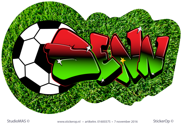 Muurstickers thema voetbal - Graffiti Senn muursticker graffiti voetbal Senn