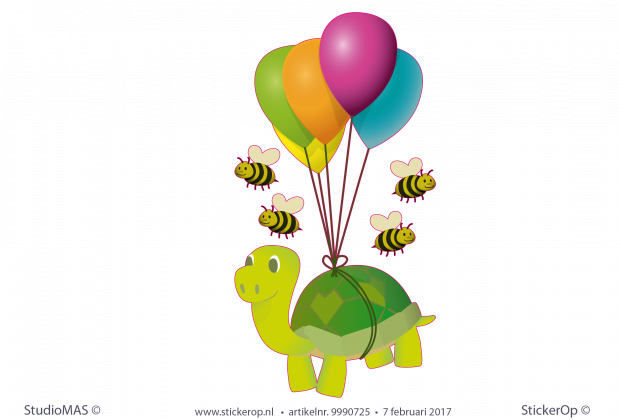 Muursticker van geboortekaartje - Lore's schildpad Muursticker geboortekaartje Lores schilpad