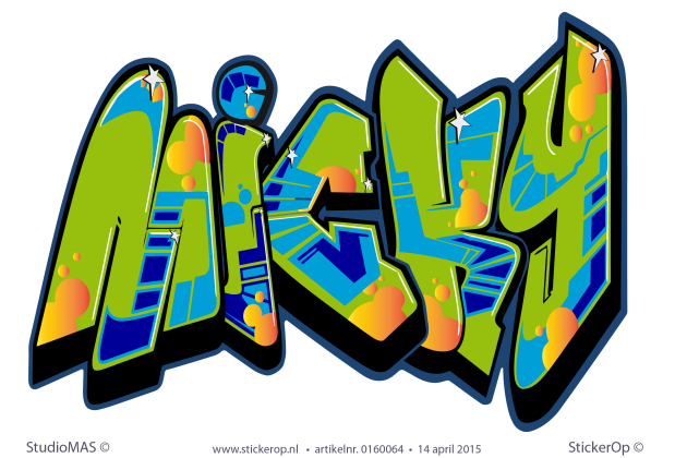 Muursticker full colour graffiti - Micky muursticker graffiti Micky