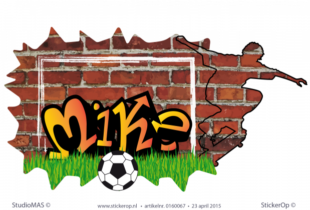 Muursticker full colour graffiti - sportieve Mike muursticker graffiti sportieve mike