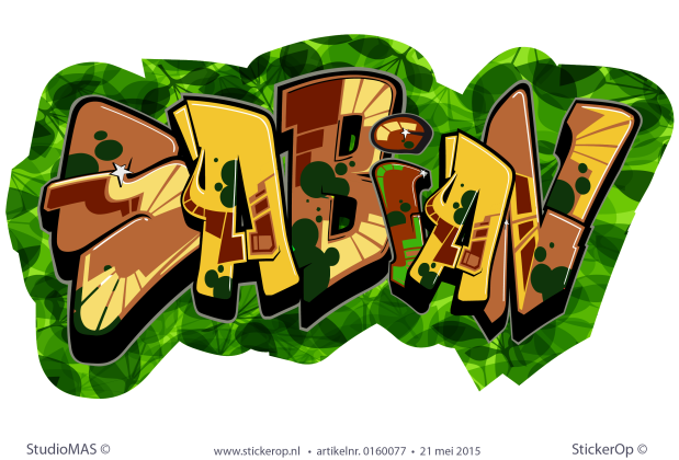 Muursticker graffiti jungle stijl - Sabian muursticker graffiti junglestijl sabian