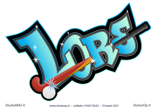 Muurstickers graffiti veldhockey met eigen naam - Lore graffiti thema sport - Hockey - Lore