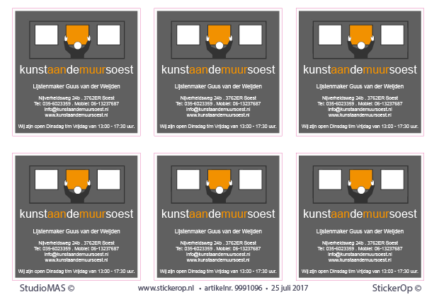 Full colour productstickers - Kunst aan de muur Soest - 9 x 9 cm - per 100 stuks productstickers - kunst aan de muur Soest - 9 x 9 cm per 100 stuks