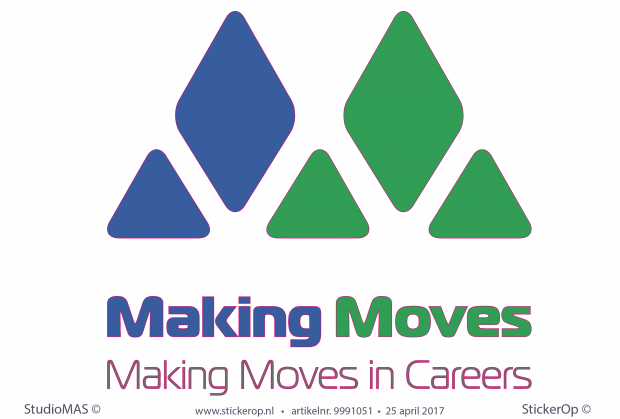 Deur-, muursticker uit 3 uni-kleuren gesneden - Making Moves Deur muursticker logo Making Moves