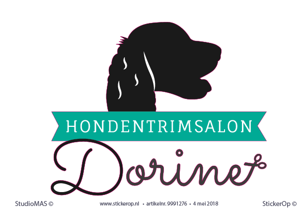 Muurstickers zakelijke toepassing - logo Hondentrimsalon Dorine muurstickers zakelijk gebruik - logo Hondentrimsalon Dorine