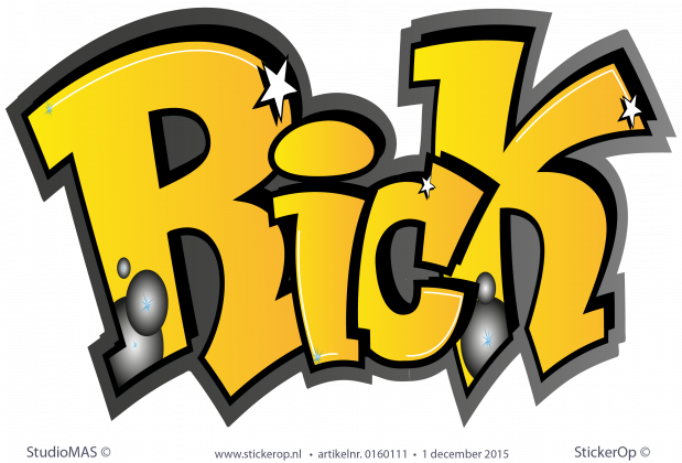 Muurstickers full colour graffiti - Rick muursticker graffiti Rick