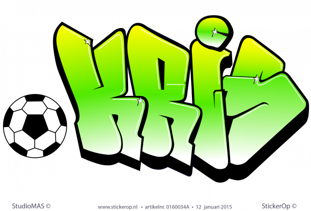 Full colour muursticker Graffiti - Kris muursticker graffiti voetbal kris