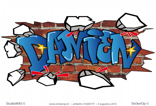 Muursticker graffiti type G - Damien muursticker graffiti Damien