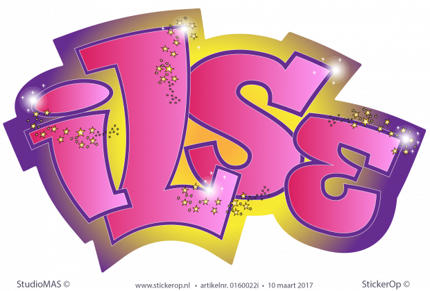 Muursticker graffiti met sterren - Ilse muursticker graffiti ilse