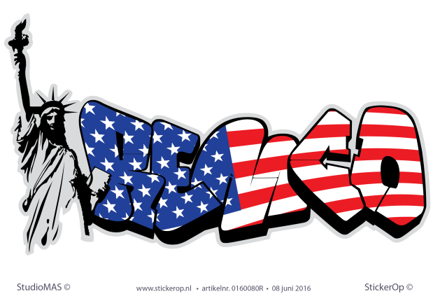 Muursticker thema Amerika - graffiti Remco muursticker thema amerika graffiti Remco