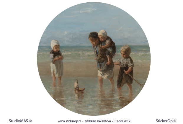 Muursticker Kinderen der zee - cirkel uitsnede - Jozef Israëls der zee-Jozef Israels-cirkel