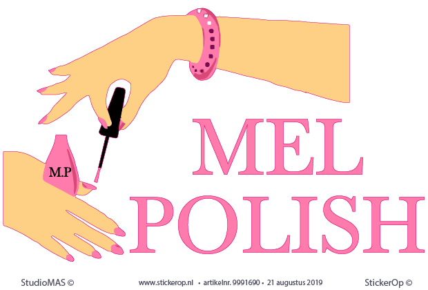 Muursticker zakelijk logo - Mel Polish bedrijfslogo - Mel Polish