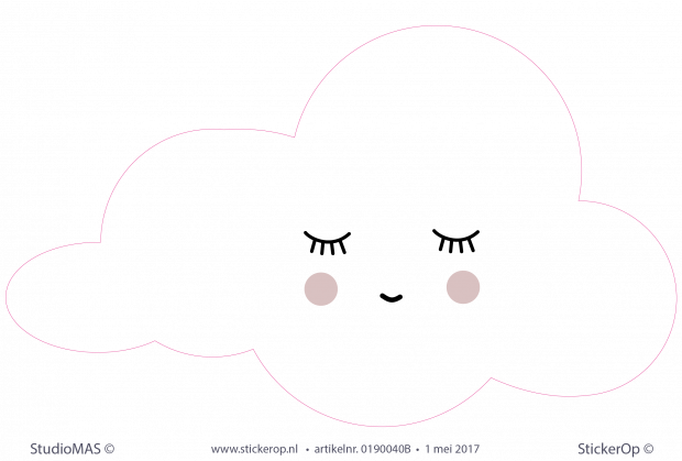Muurstickers kinderkamer - Lieve wolkjes slapend muursticker kinderkamer fullcolour wolken