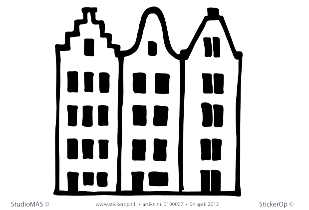 Muurstickers thema muursticker kinderkamer grachtenhuisjes outline