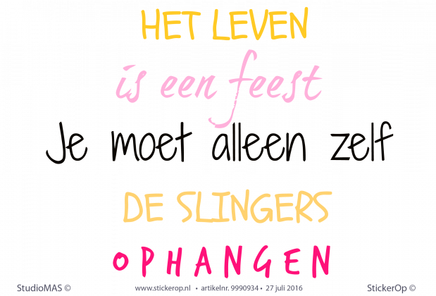 Muursticker van zelf aangeleverde tekst - Karen's feest Muursticker zelf aangeleverde tekst Karens feest