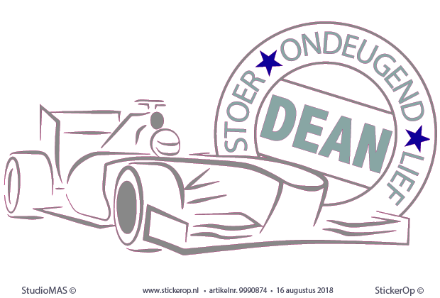 Muursticker van eigen ontwerp - naamsticker Dean voor op de muur - Dean
