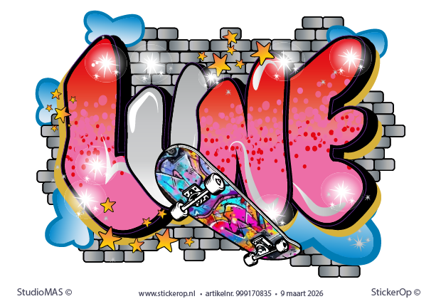 muursticker full colour Graffiti vrije hand Lune