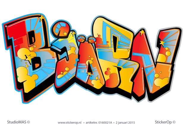 Muursticker full colour graffiti Björn muursticker graffiti Bjorn