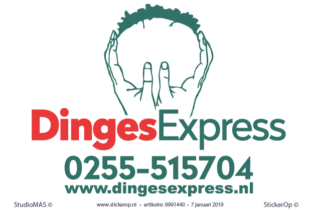 raamstickers zakelijk logo - DingesExpress - in twee kleuren