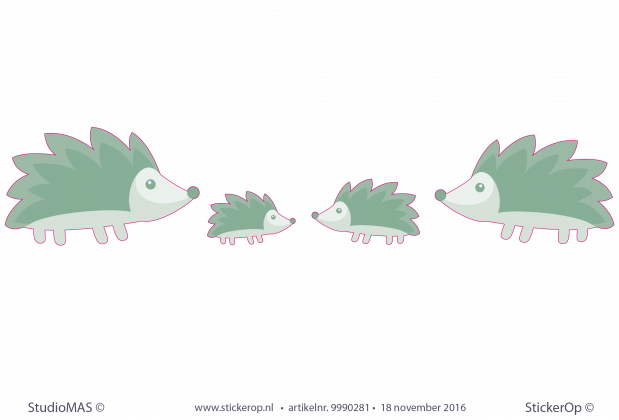 Muurstickers van eigen tekening - Inne's egeltjes muursticker van eigen tekening - Innes egeltjes