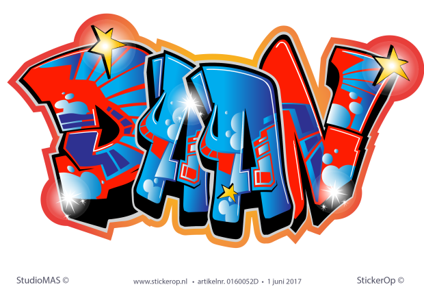 Muursticker graffiti - Daan muursticker graffiti Daan