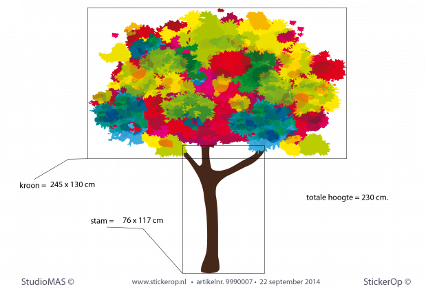 Mariska's full colour boom muursticker eigen tekening full colour boom
