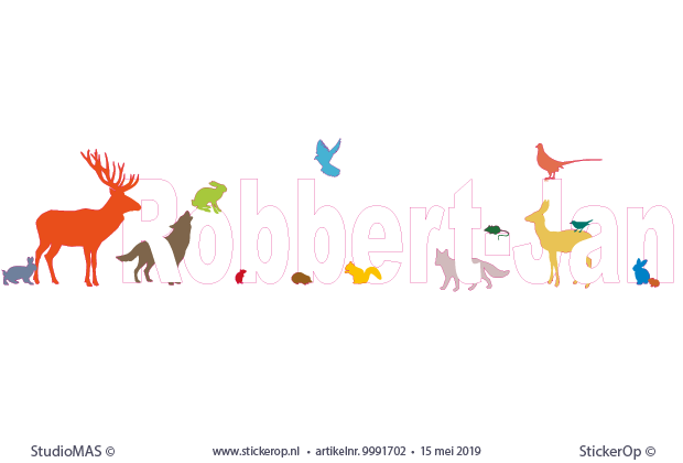 Naamsticker Robbert-Jan met zijn bosvrienden robbert-Jan